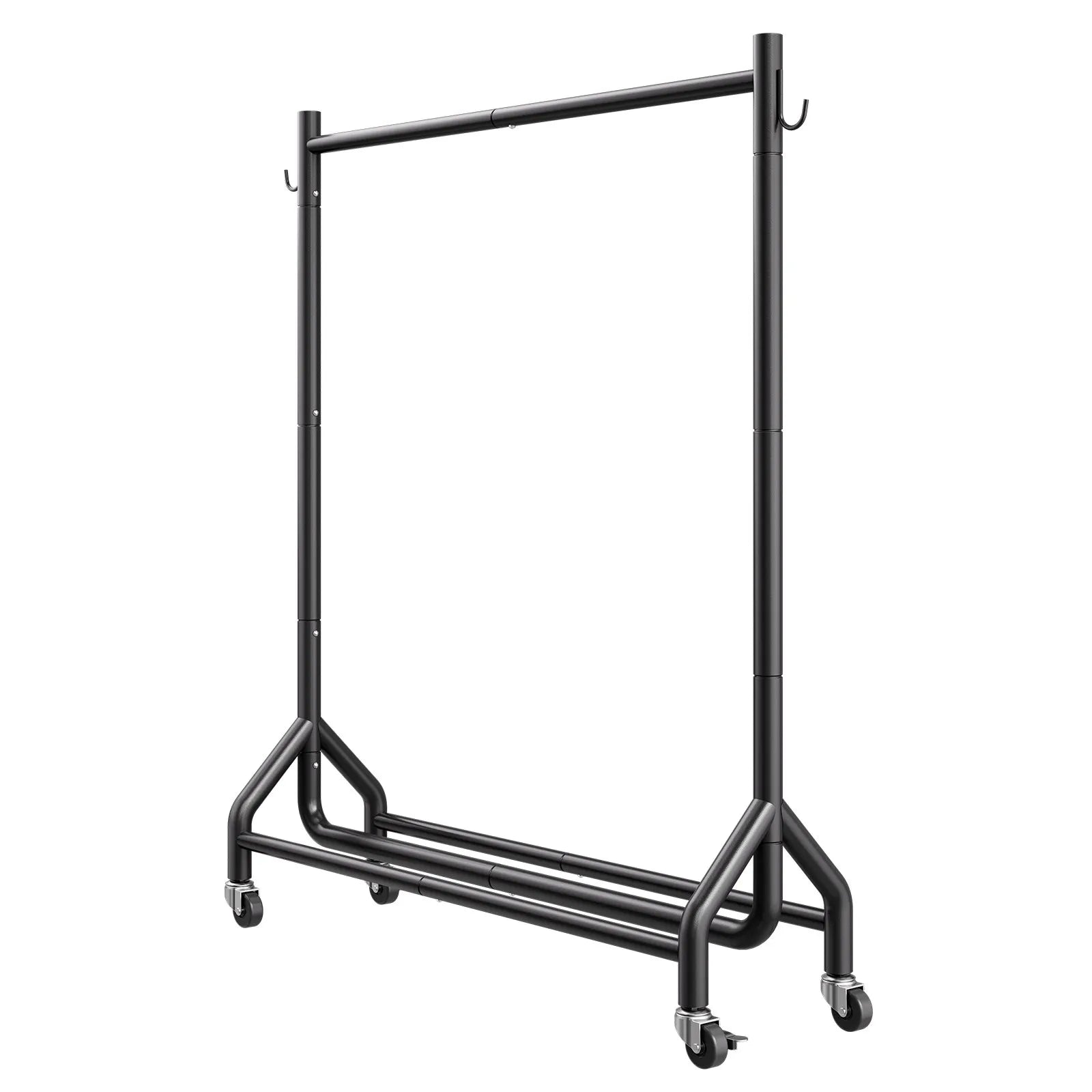 VEVOR Clothes Rack, Rolling Clothing Garment Rack with Hanging Rod and Side Hooks, 198 lbs Load Capacity, Heavy Duty Carbon Steel Clothing Racks with Wheels, Ideal for Bedroom, Laundry, Living Room 