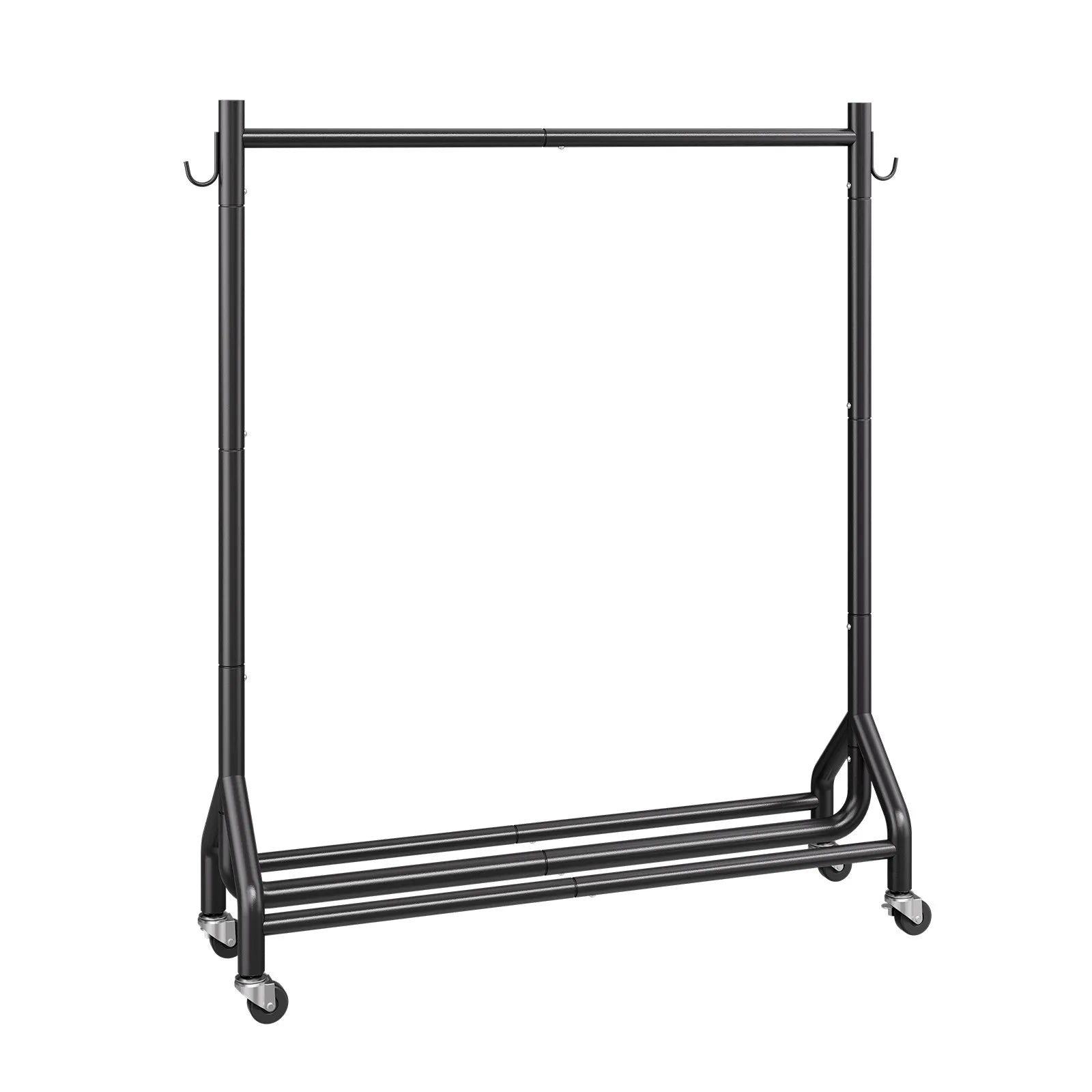 VEVOR Clothes Rack, Rolling Clothing Garment Rack with Hanging Rod and Side Hooks, 198 lbs Load Capacity, Heavy Duty Carbon Steel Clothing Racks with Wheels, Ideal for Bedroom, Laundry, Living Room 