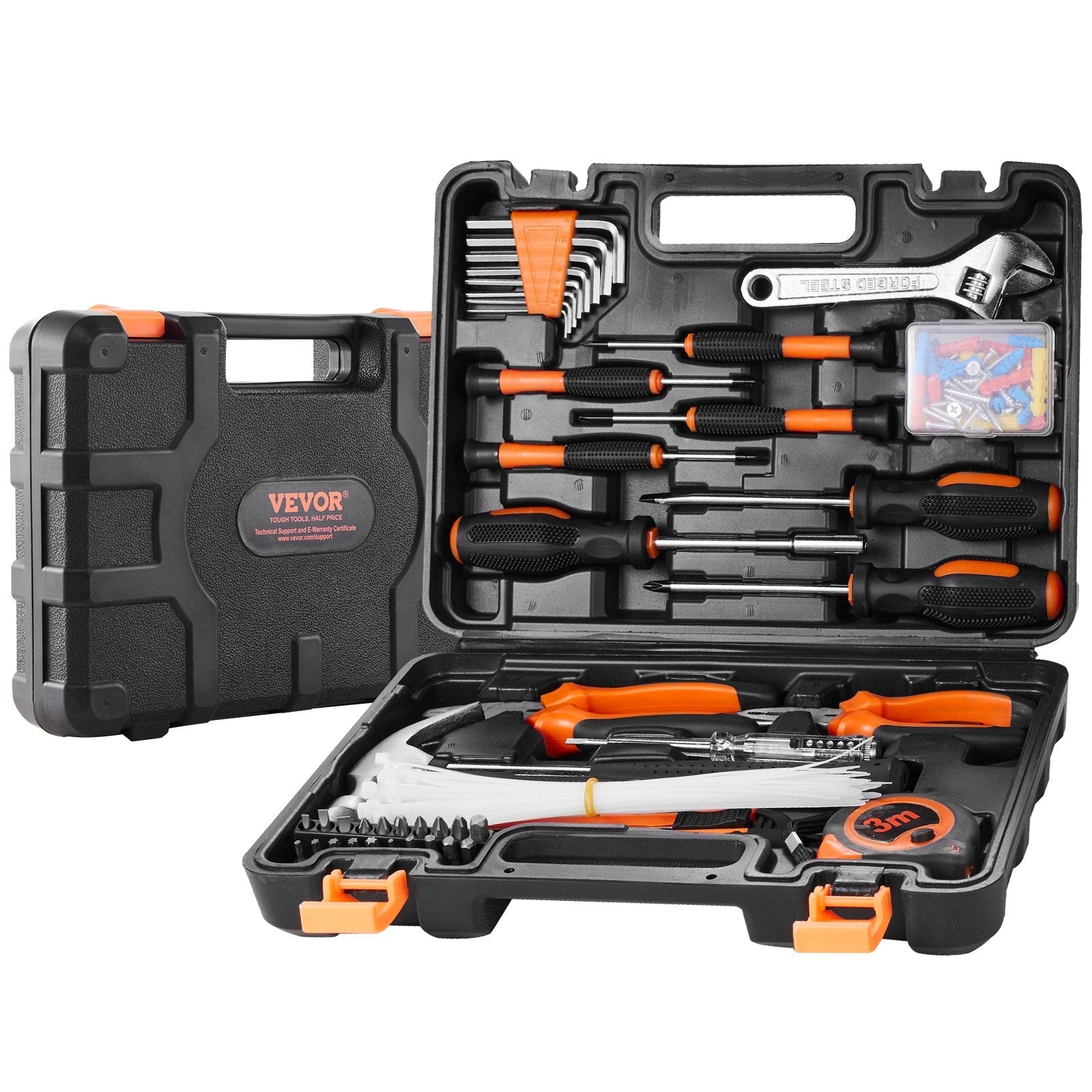 VEVOR Tool Kit, 132 Piece General Household Hand Tool Set, Home Repairing Tool Kit with Portable Tool Storage Case, High-Quality Steel, for Home Maintenance, DIY Projects, and Automotive Repair 
