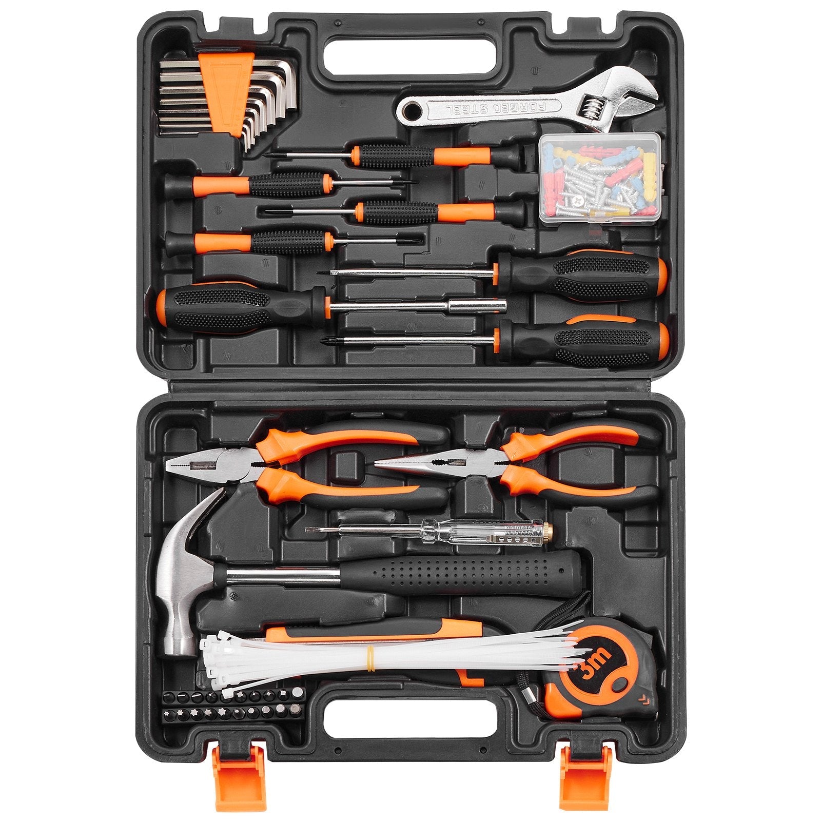 VEVOR Tool Kit, 132 Piece General Household Hand Tool Set, Home Repairing Tool Kit with Portable Tool Storage Case, High-Quality Steel, for Home Maintenance, DIY Projects, and Automotive Repair 