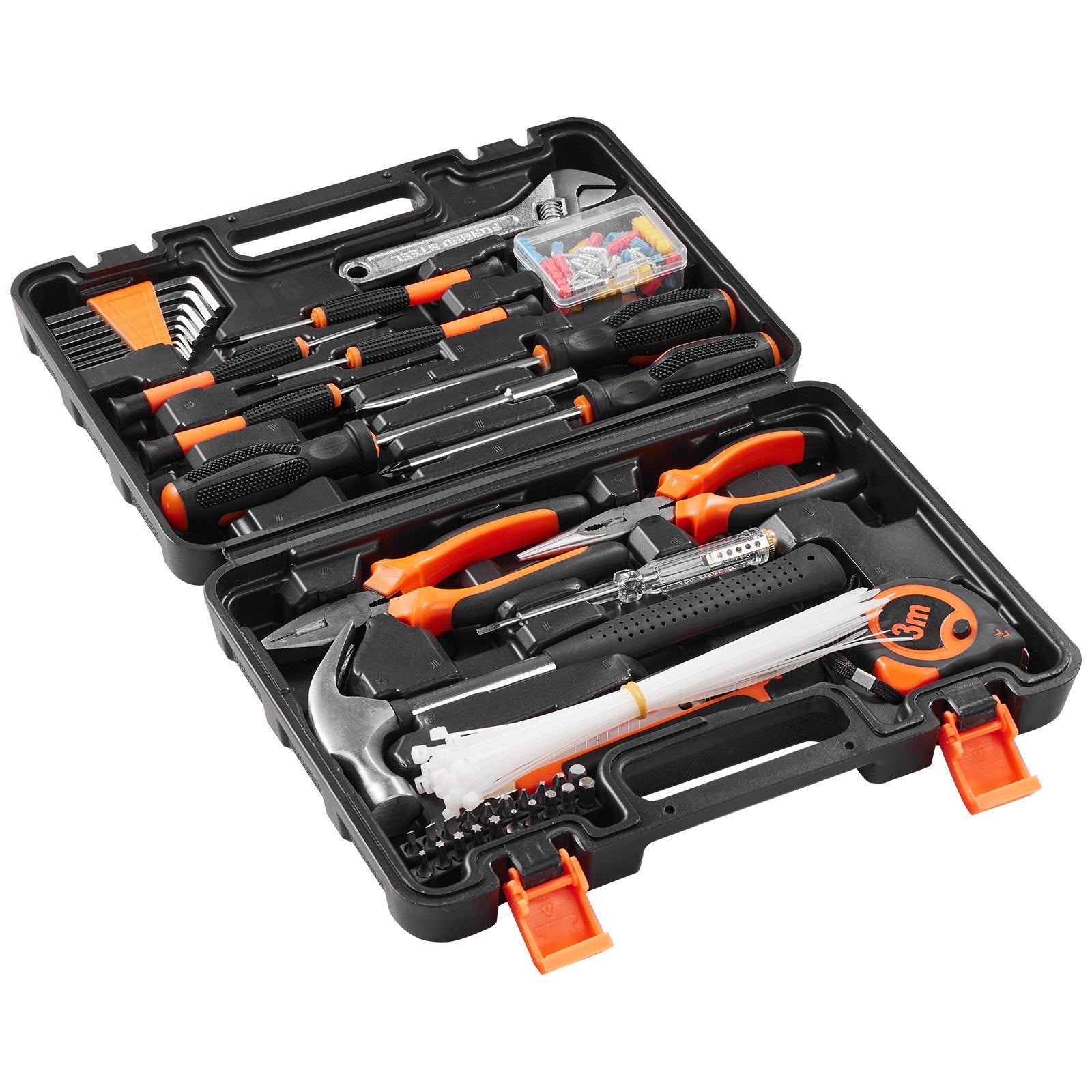VEVOR Tool Kit, 132 Piece General Household Hand Tool Set, Home Repairing Tool Kit with Portable Tool Storage Case, High-Quality Steel, for Home Maintenance, DIY Projects, and Automotive Repair 