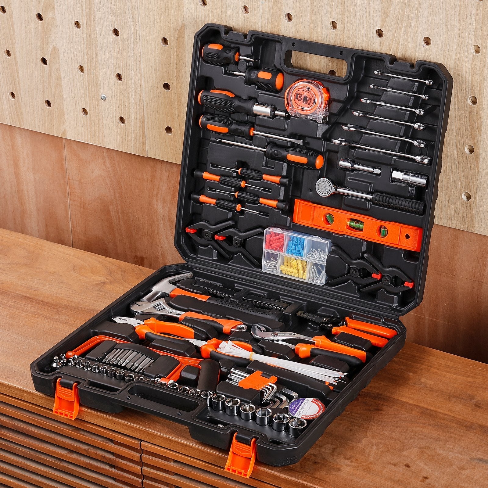 VEVOR Tool Kit, 216 Piece General Household Hand Tool Set, Home Repairing Tool Kit with Portable Tool Storage Case, High-Quality Steel, for Home Maintenance, DIY Projects, and Automotive Repair 