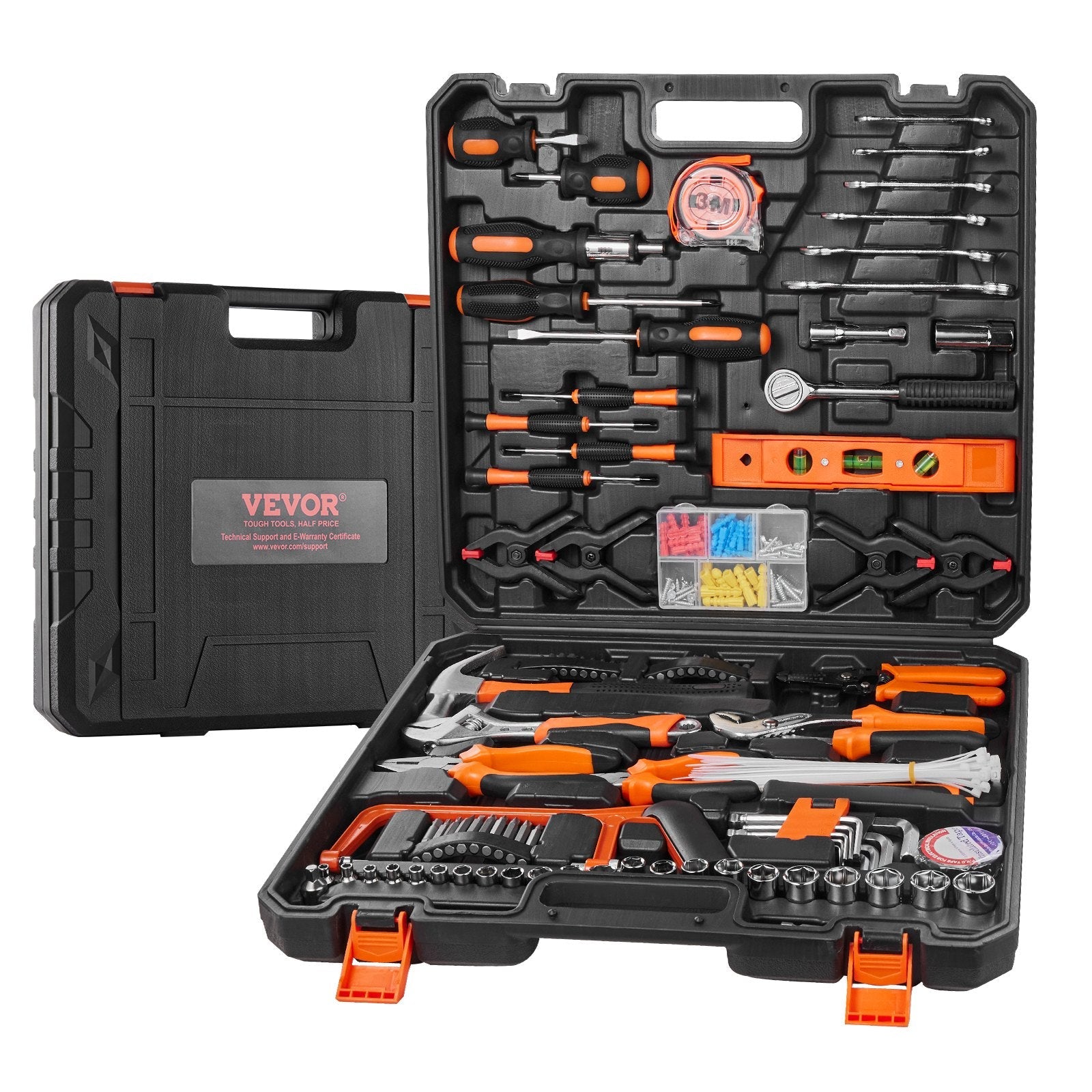VEVOR Tool Kit, 216 Piece General Household Hand Tool Set, Home Repairing Tool Kit with Portable Tool Storage Case, High-Quality Steel, for Home Maintenance, DIY Projects, and Automotive Repair 