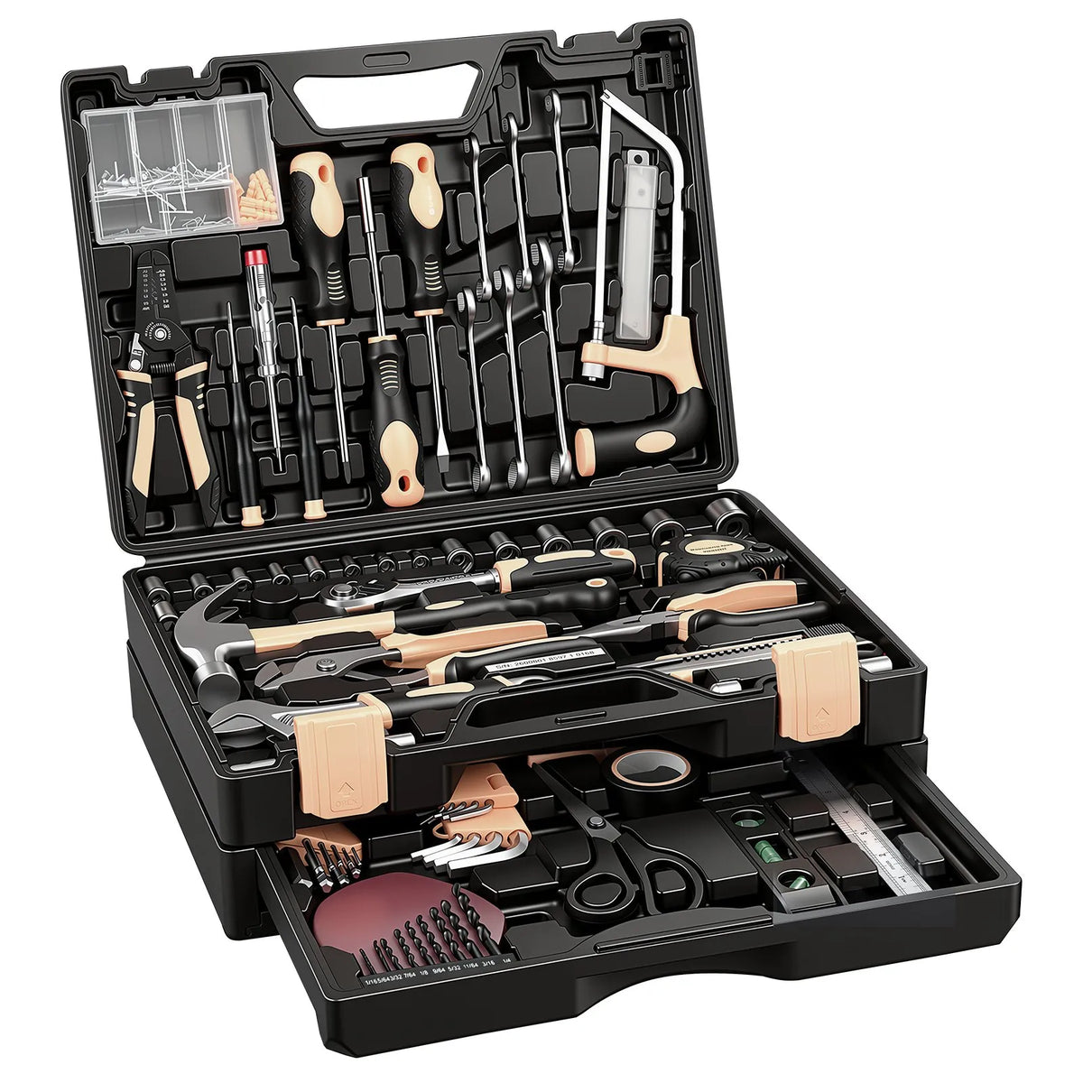 394-Piece Household Tool Kit with Portable Storage Case, Hammer, Pliers, Wrenches & Screwdrivers for Home Repairs and DIY Projects