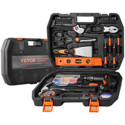 VEVOR Tool Kit 96 Piece Household Hand Tool Set Cordless Screwdriver Tool Case 