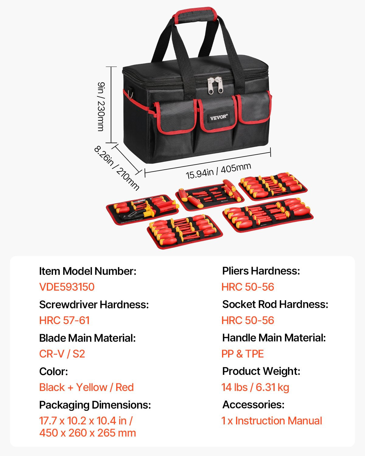 Insulated Screwdriver Set 50-Piece Insulated Tool Set for Electricians 1000V 