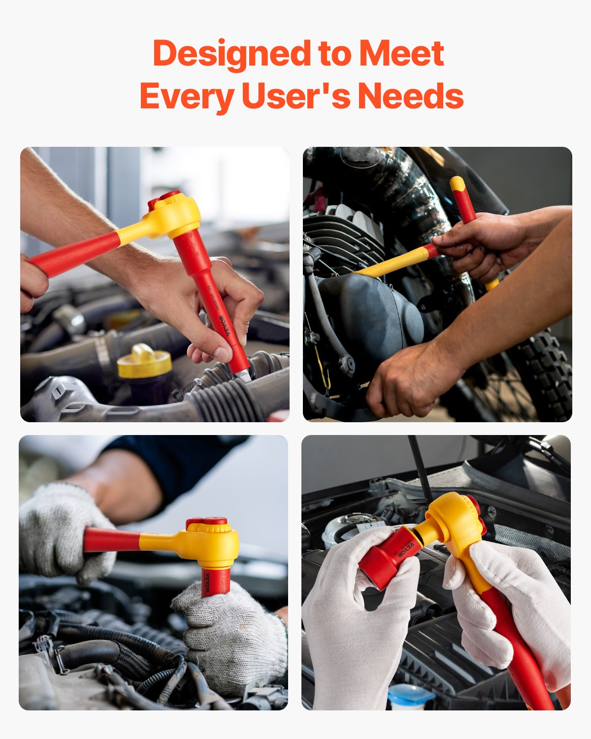 VEVOR Insulated Socket Set 16-Piece Insulated Socket Tool with T-Handle Wrench 