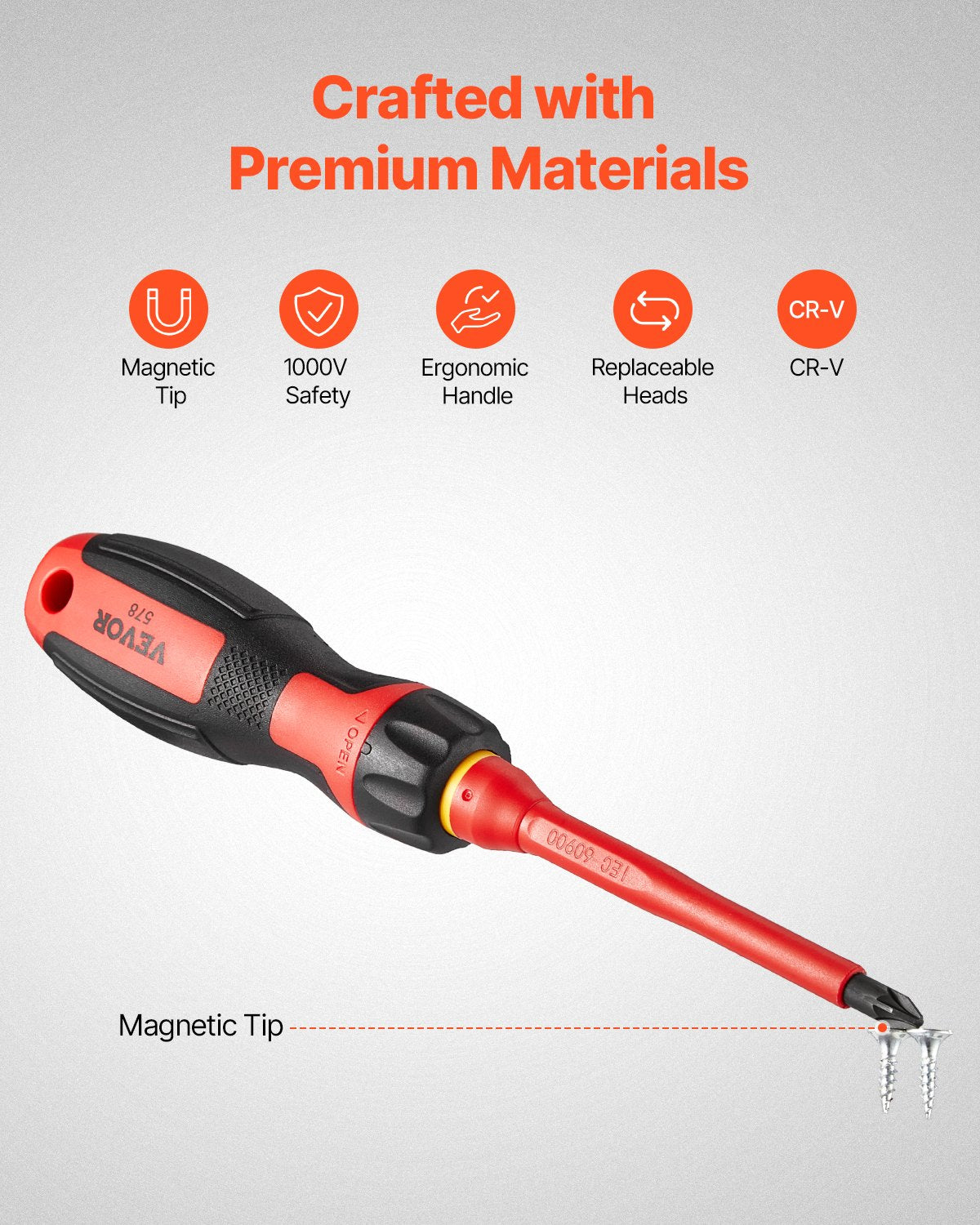 VEVOR Insulated Screwdriver Set 13-Piece Insulated Tool Set for Electricians 