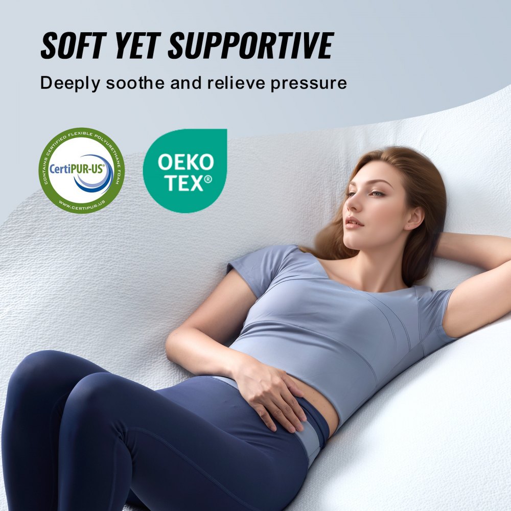 VEVOR Mattress Topper Soft Memory Foam Detachable & Washable Queen 3" Thickness 