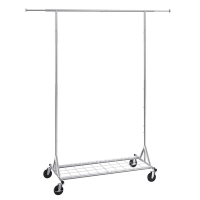 VEVOR Clothes Rack with Wheels, Heavy Duty Clothing Garment Rack, Commercial Clothing Rack for Hanging Clothes with Bottom Storage Area, 450 lbs Load Capacity, Adjustable Height and Extendable Length 