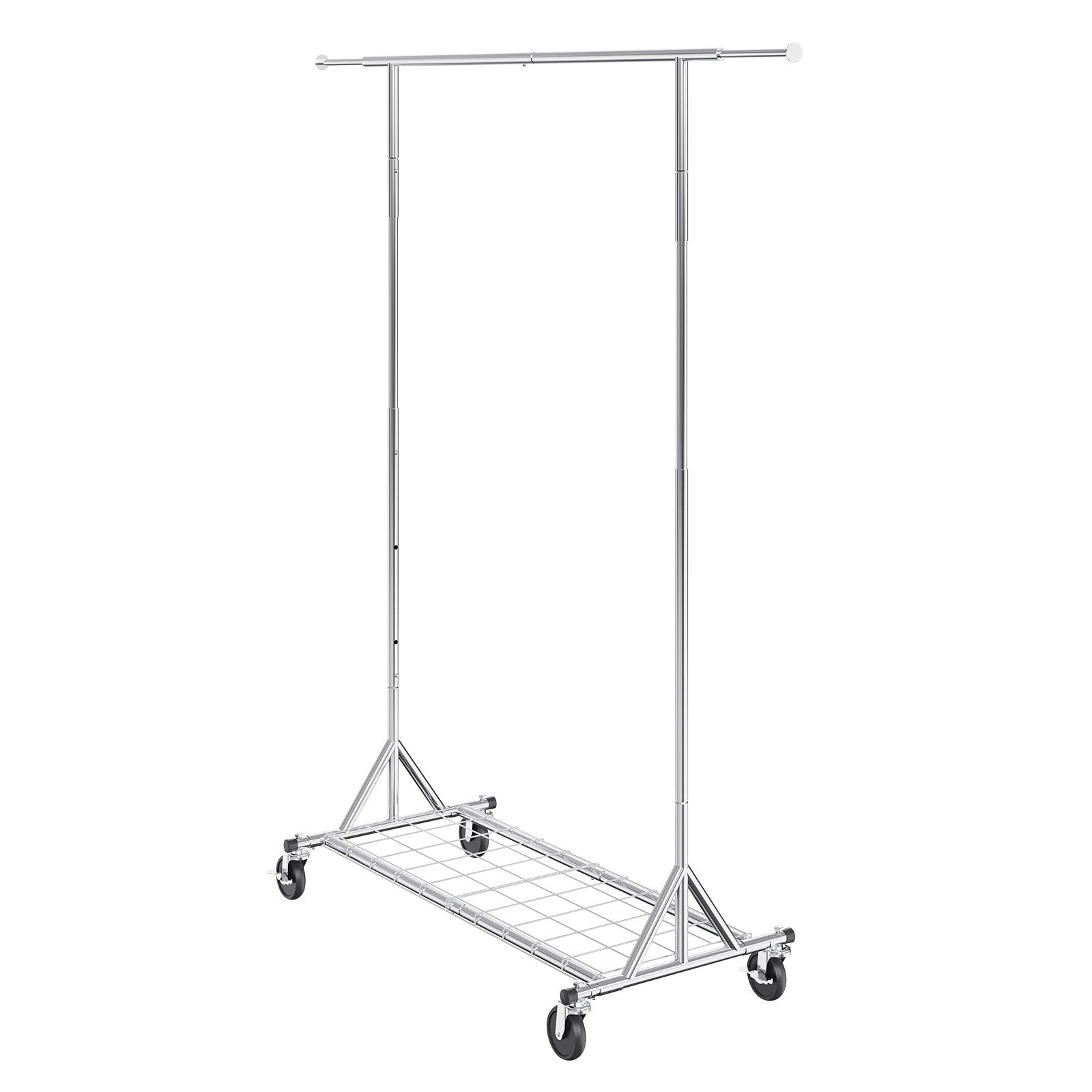 VEVOR Clothes Rack with Wheels, Heavy Duty Clothing Garment Rack, Commercial Clothing Rack for Hanging Clothes with Bottom Storage Area, 450 lbs Load Capacity, Adjustable Height and Extendable Length 