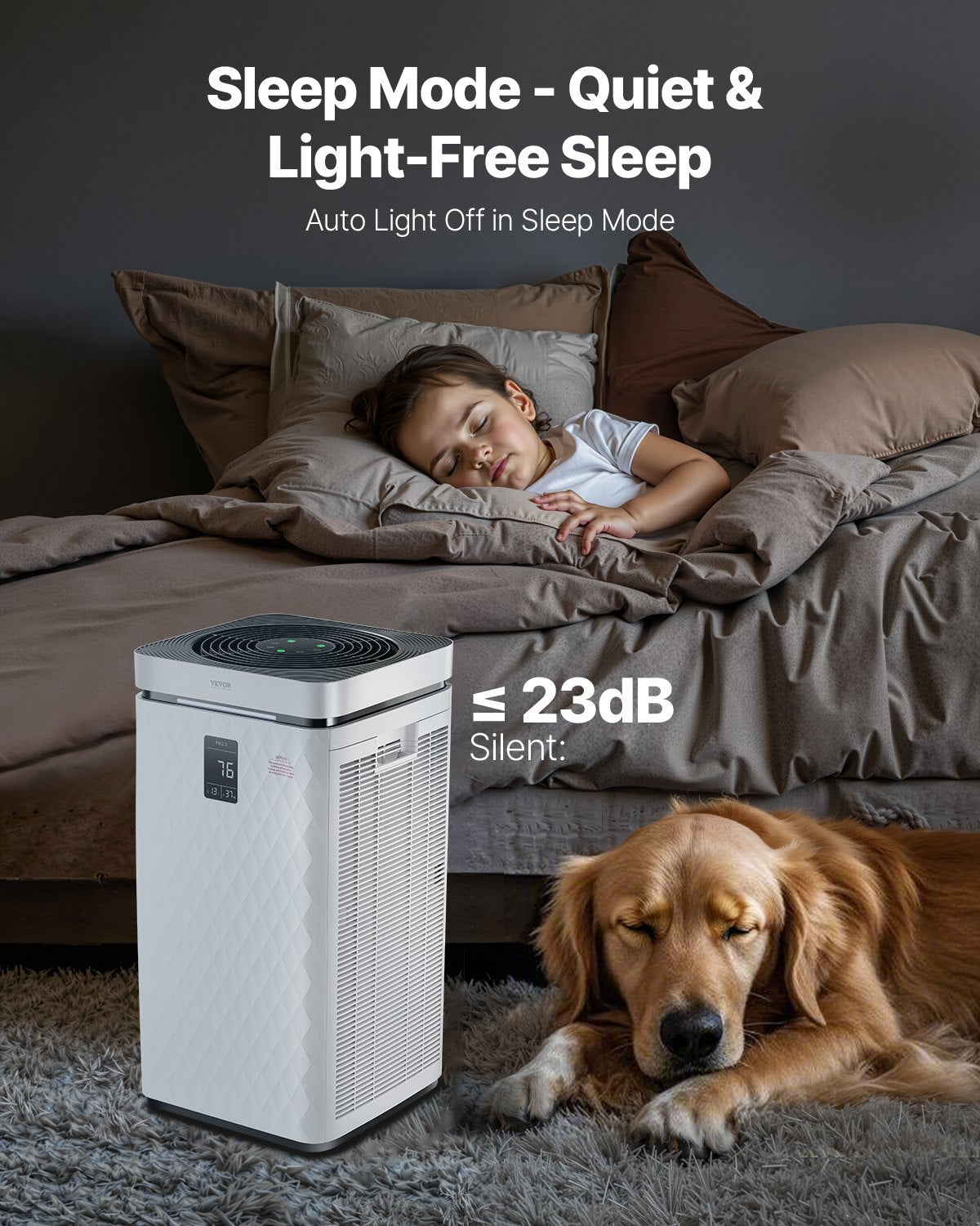 VEVOR 3139 ft²/h Air Purifier H13 HEPA Smart Air Purifier for Home & Office 