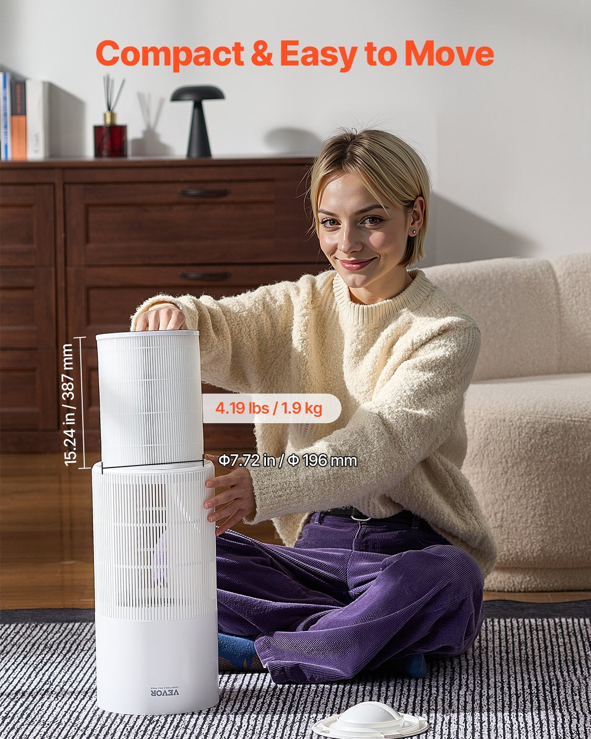 VEVOR 1100 ft²/h Air Purifier H11 HEPA Smart Air Purifier for Home & Office 