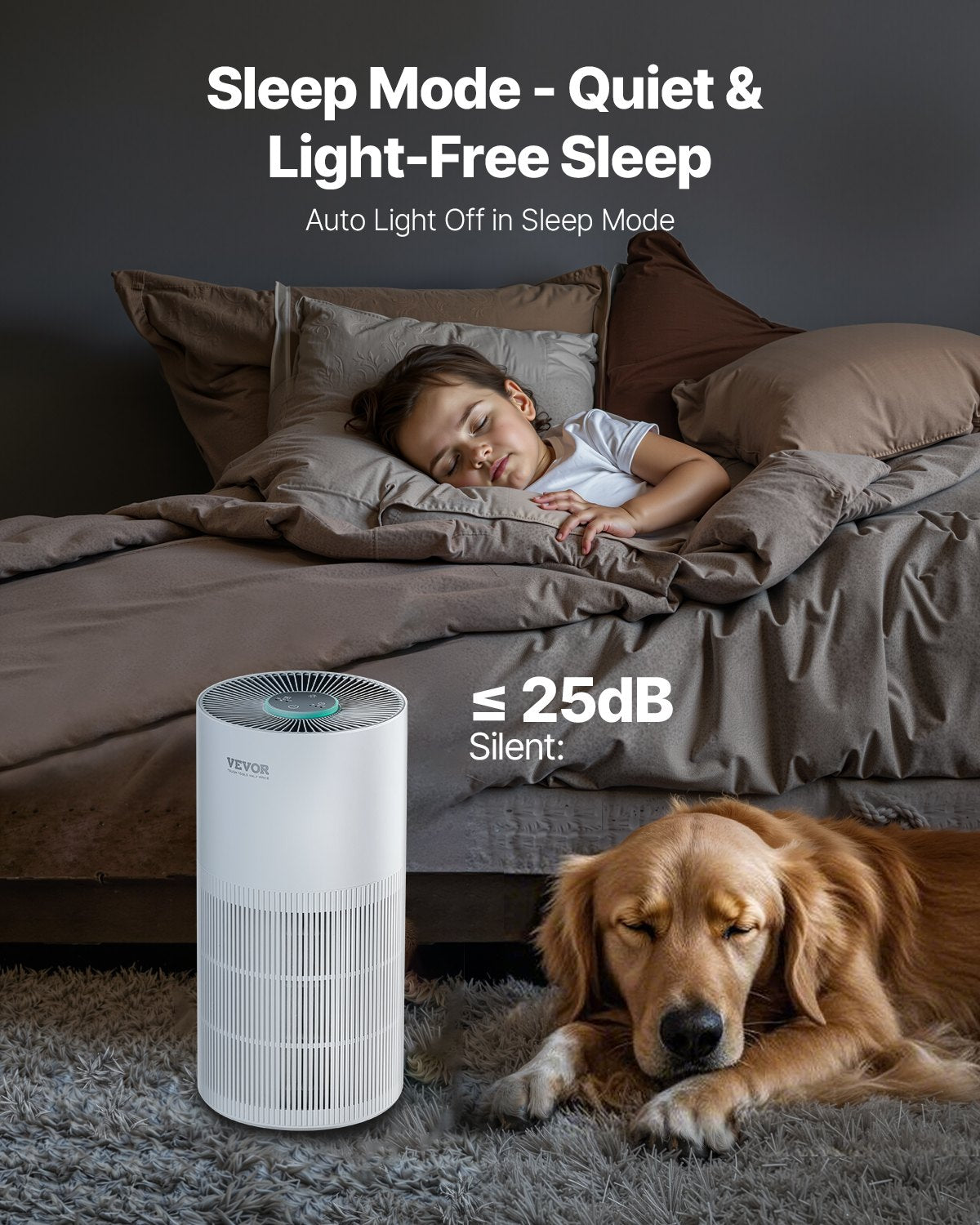 VEVOR 1100 ft²/h Air Purifier H11 HEPA Smart Air Purifier for Home & Office 