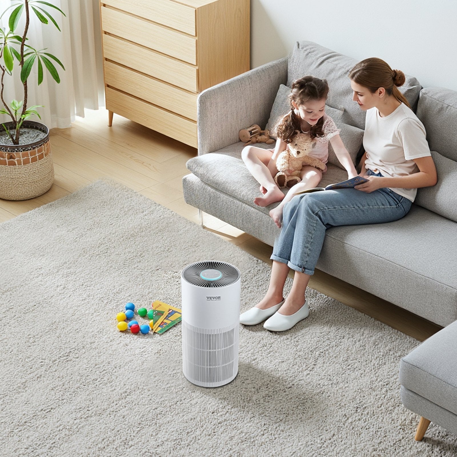 VEVOR 1100 ft²/h Air Purifier H11 HEPA Smart Air Purifier for Home & Office 