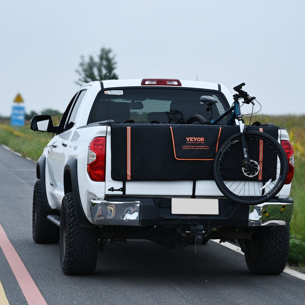 VEVOR Tailgate Bike Pad, 62" Truck Tailgate Pad Carry 6 Mountain Bikes, Tailgate Protection Pad with Reflective Strips and Tool Pockets, Tailgate Pad with Camera Opening for Pickup Trucks 