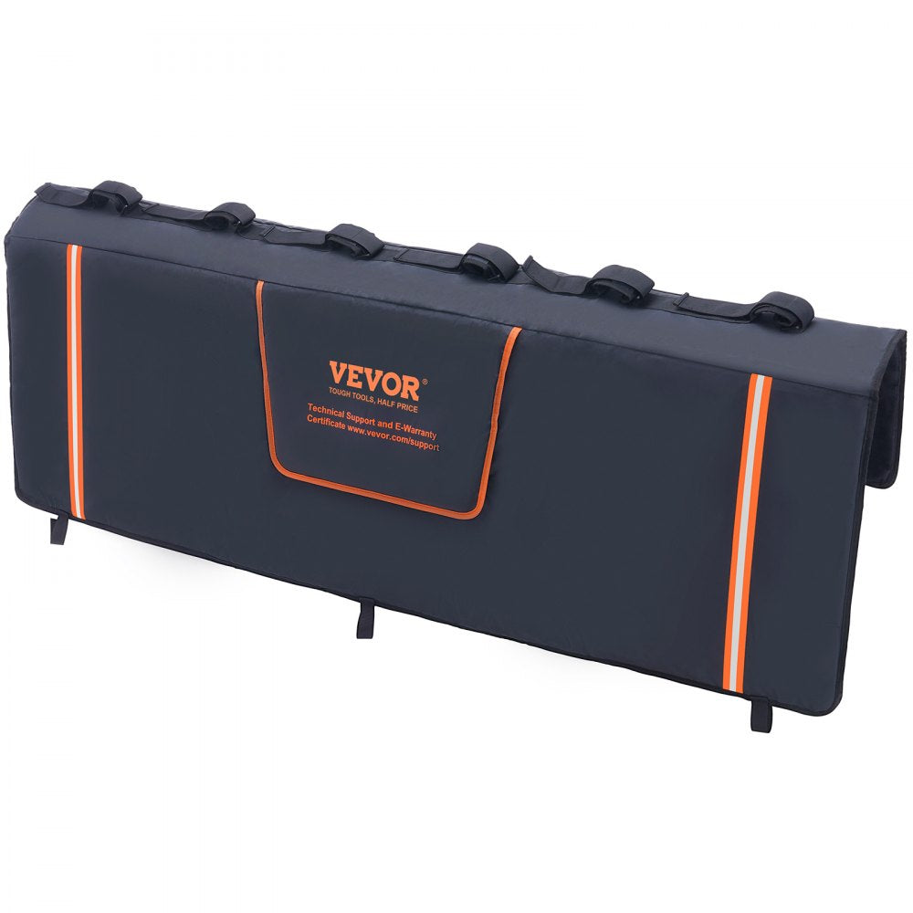 VEVOR Tailgate Bike Pad, 62" Truck Tailgate Pad Carry 6 Mountain Bikes, Tailgate Protection Pad with Reflective Strips and Tool Pockets, Tailgate Pad with Camera Opening for Pickup Trucks 