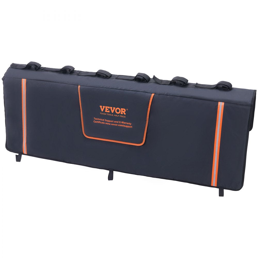 VEVOR Tailgate Bike Pad, 62" Truck Tailgate Pad Carry 6 Mountain Bikes, Tailgate Protection Pad with Reflective Strips and Tool Pockets, Tailgate Pad with Camera Opening for Pickup Trucks 