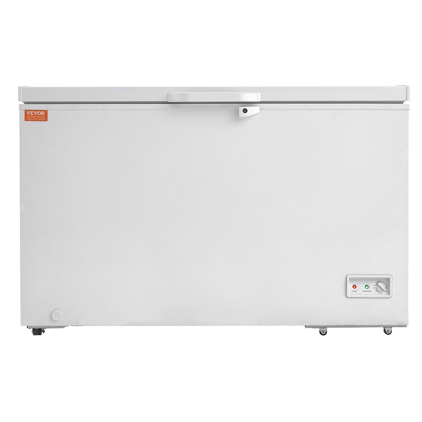 VEVOR Chest Freezer, 12.8 cu.ft / 345 L Large Deep Freezer & 4 Removable Baskets, Freestanding Top Open Door Commercial Chest Freezers with Locking Lid, 7-Level Adjustable Temp, LED Lighting, 6 Wheels 