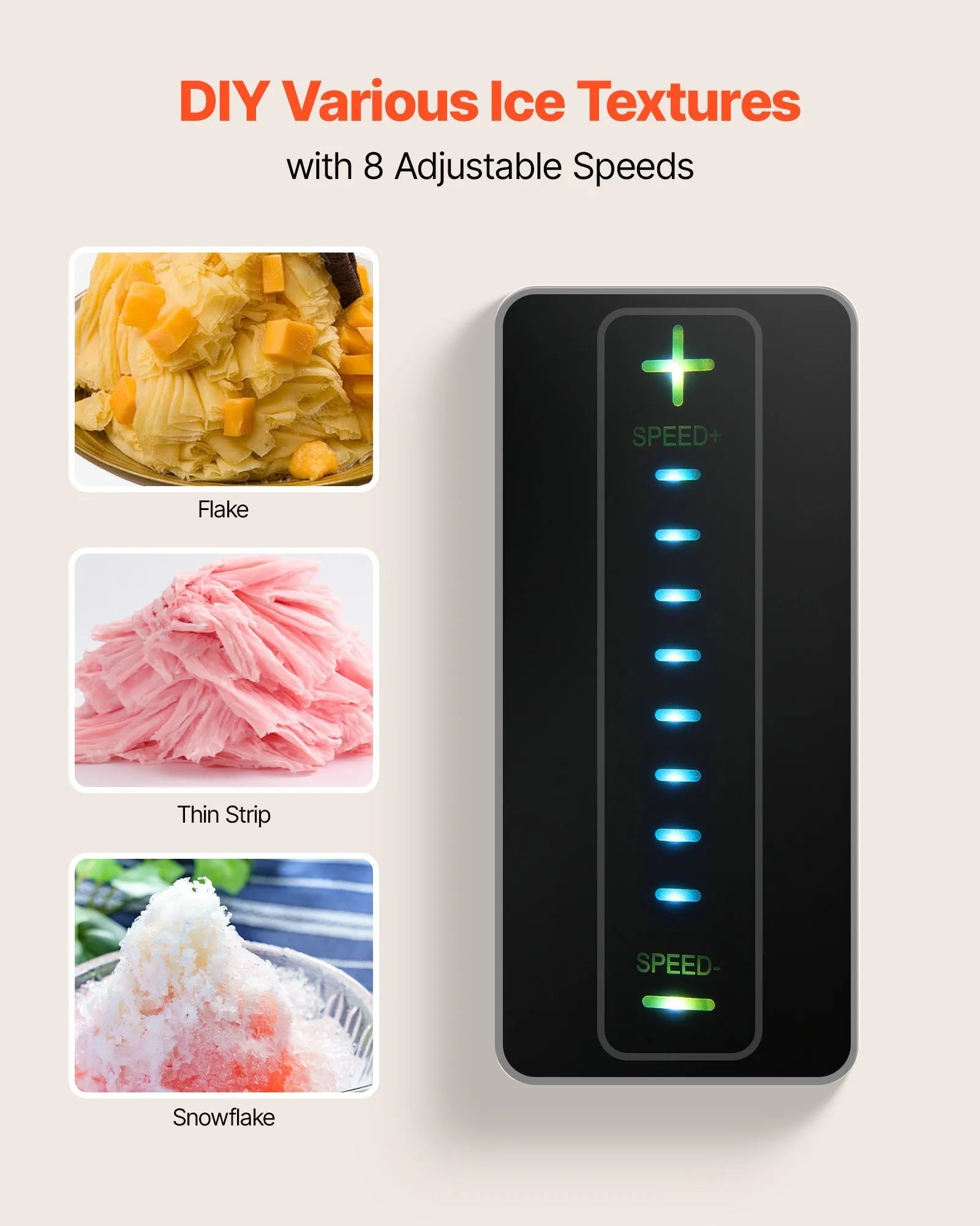 VEVOR Snowflake Ice Machine, 44LBS/24H Snowflake Ice Maker, Ice-Shaver Machine with Stainless Steel Blade, Electric Snow Cone Maker with 0.2 Gal Tank, 60S Fast Pre-Cooling, for Home & Small Gatherings 