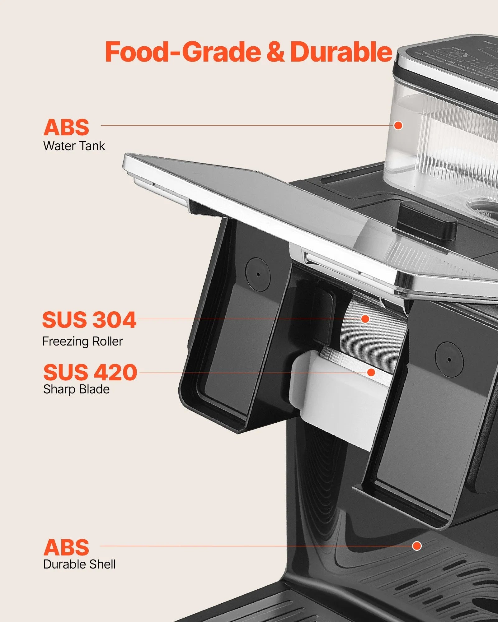 VEVOR Snowflake Ice Machine, 44LBS/24H Snowflake Ice Maker, Ice-Shaver Machine with Stainless Steel Blade, Electric Snow Cone Maker with 0.2 Gal Tank, 60S Fast Pre-Cooling, for Home & Small Gatherings 