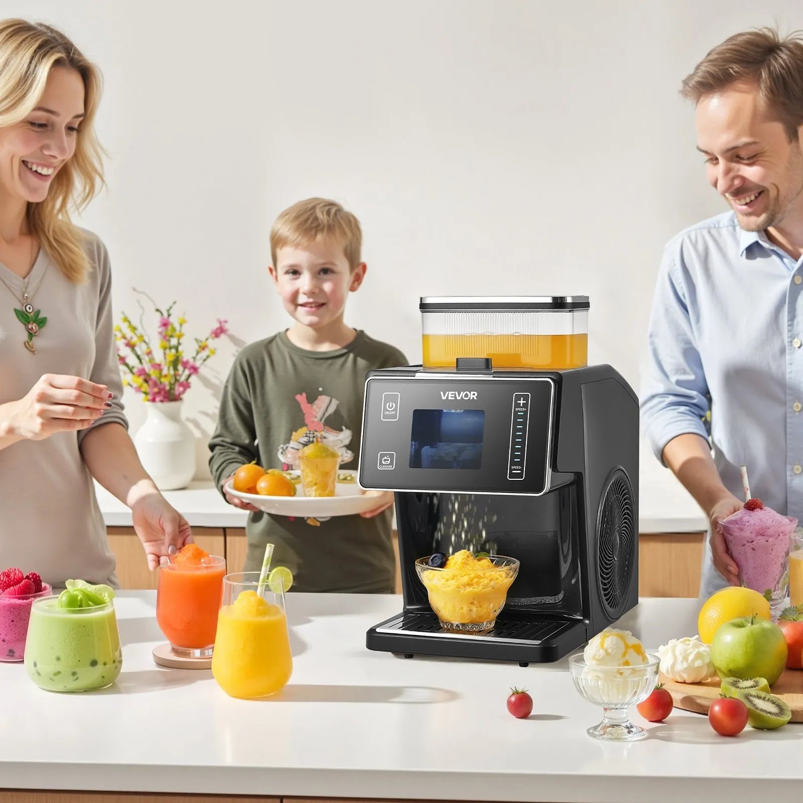 VEVOR Snowflake Ice Machine, 44LBS/24H Snowflake Ice Maker, Ice-Shaver Machine with Stainless Steel Blade, Electric Snow Cone Maker with 0.2 Gal Tank, 60S Fast Pre-Cooling, for Home & Small Gatherings 