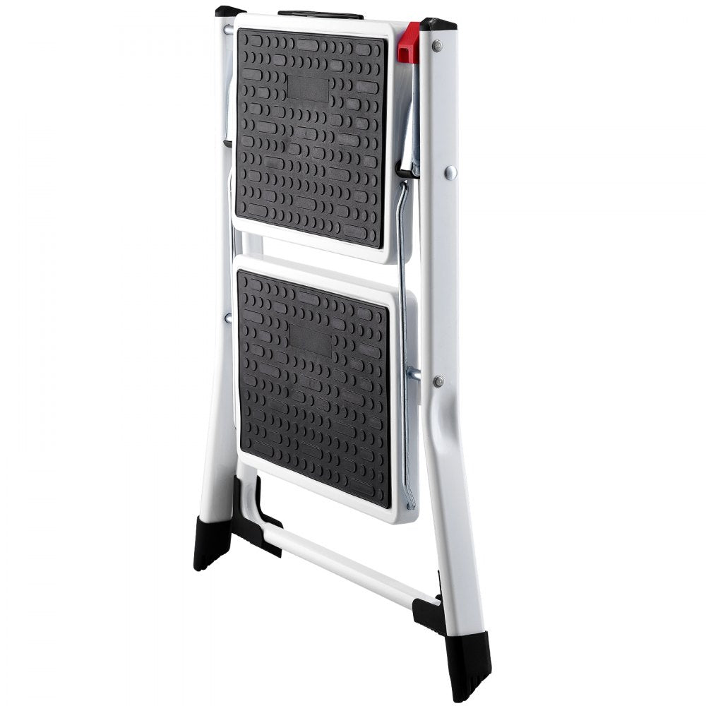 VEVOR Step Ladder 2-Step 330lbs Capacity, Ergonomic Folding Steel Step Stool with Wide Anti-Slip Pedal, Sturdy Step Stool for Adults Toddlers, Multi-Use for Household, Kitchen, Office, RVs 