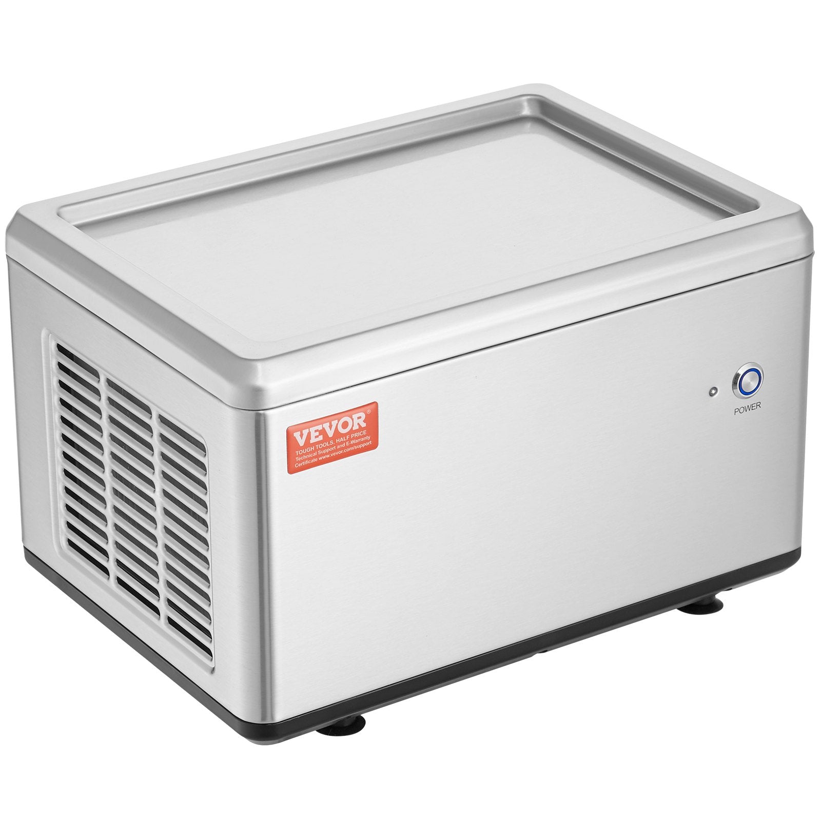 VEVOR Fried Ice Cream Roll Machine, 12.6" x 8.5" Stir-Fried Ice Cream Pan, Stainless Steel Rolled Ice Cream Maker with Compressor and 2 Scrapers, for Making Ice Cream, Frozen Yogurt, Ice Cream Rolls 