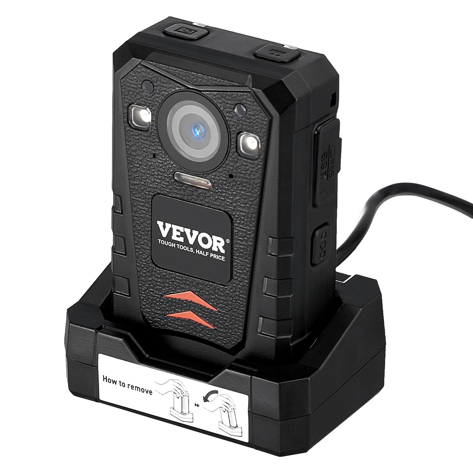 VEVOR 1440P HD Police Body Camera, 128GB Body Cam with Audio Video Recording Picture, Built-in 3500 mAh Battery, 2.0" LCD, Infrared Night Vision, Waterproof GPS Personal Body Cam for Law Enforcement 