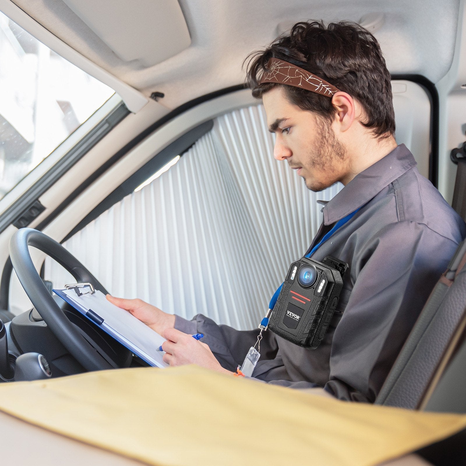 VEVOR 1440P HD Police Body Camera, 64GB Body Cam with Audio Video Recording Picture, Built-in 2850 mAh Battery, 2.0" LCD, Infrared Night Vision, Waterproof Personal Body Cam for Law Enforcement 