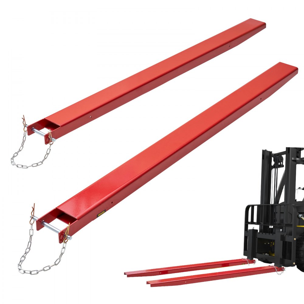 VEVOR Pallet Fork Extensions, 72" Length 4.5" Width, Heavy Duty Carbon Steel Fork Extensions for Forklifts, 1 Pair Forklift Extensions with Pins, Forklift Fork Attachments for Forklift Truck, Red 