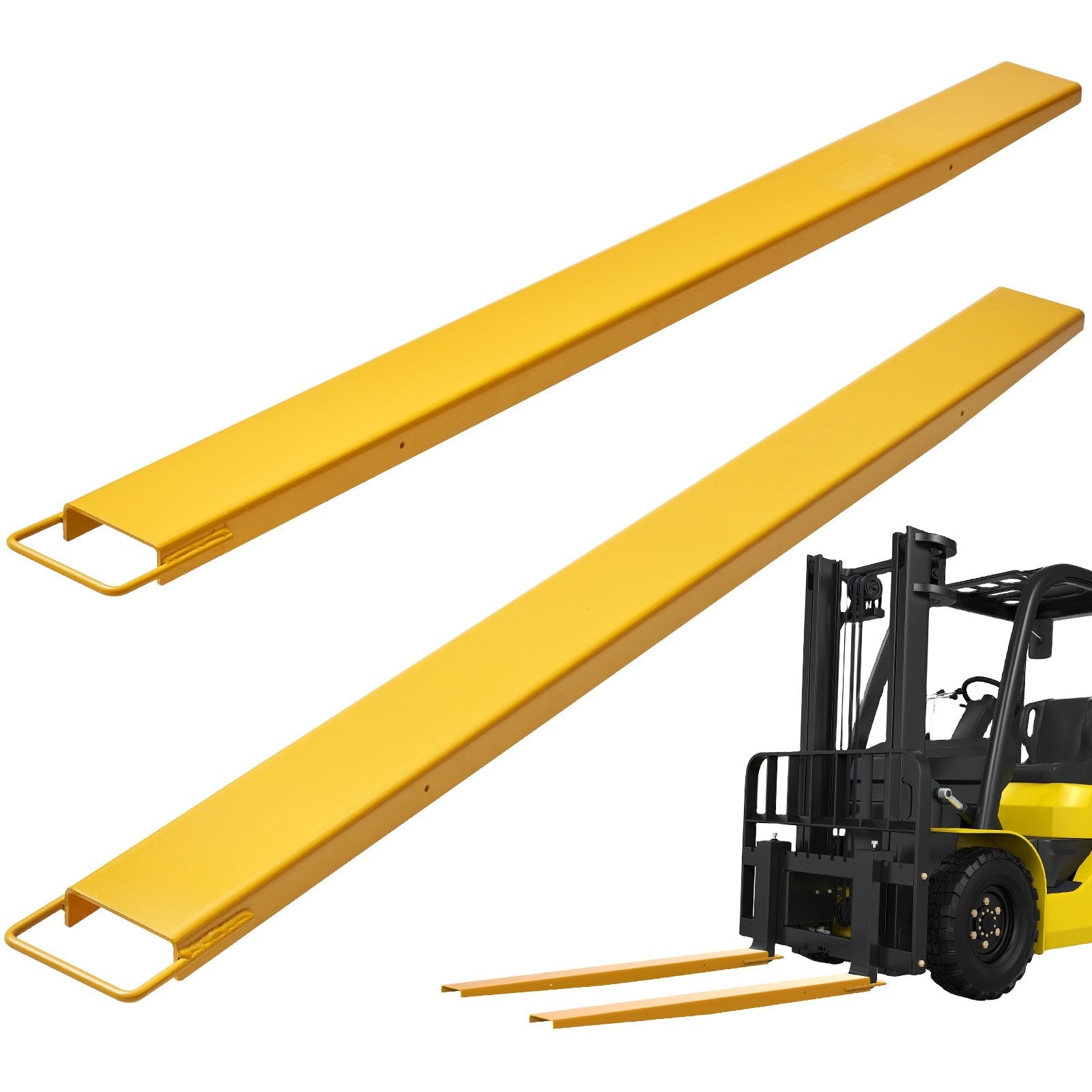 VEVOR Pallet Fork Extensions, 84" Length 5.5" Width, Heavy Duty Carbon Steel Fork Extensions for Forklifts, 1 Pair Forklift Extensions, Industrial Forklift Fork Attachments for Forklift Truck, Yellow 