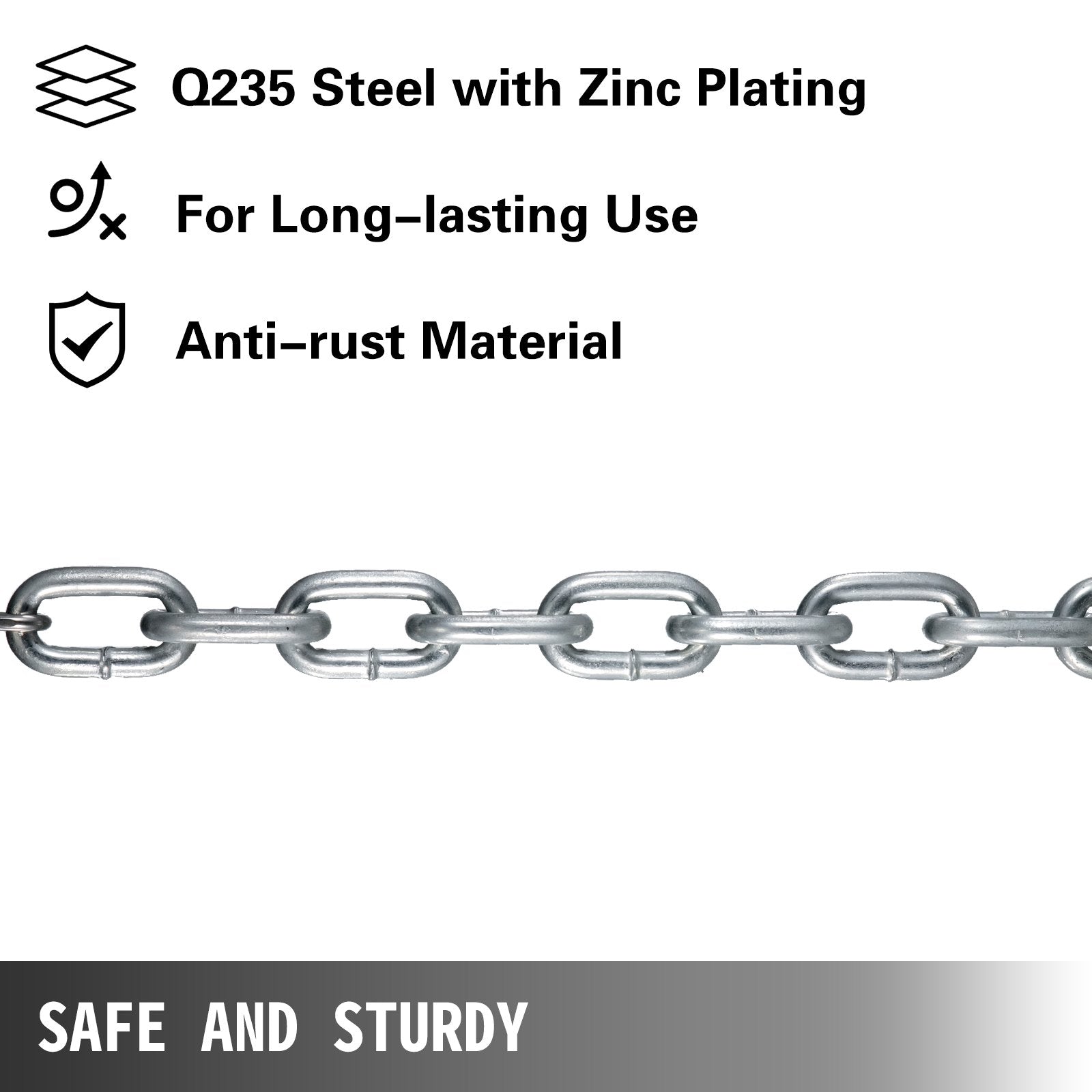VEVOR Weight Lifting Chains, 1 Pair 44LBS/20kg Weight Lifting Chains,Bench Press Chains with Collars, 5.2ft Olympic Barbell Chains Weight Chains for Power Lifting, Silver 