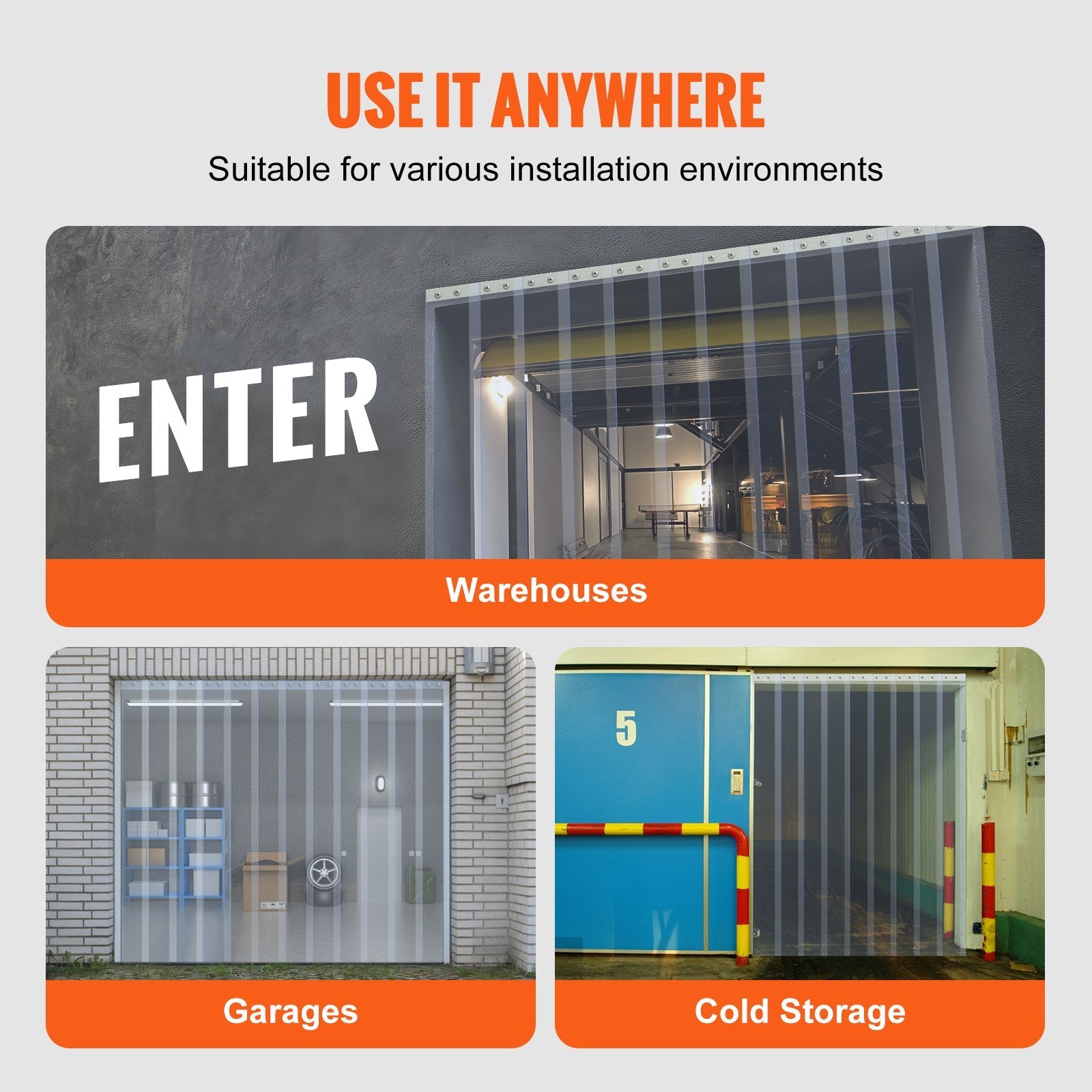 VEVOR Strip Curtain, 100' Length x 12" Width x 0.12" Thickness, Clear PVC Smooth Curtain Strip Door Bulk Roll, Plastic Door Strips for Doorway of Supermarket, Garage, Warehouse, Barn, Pet Animal House 