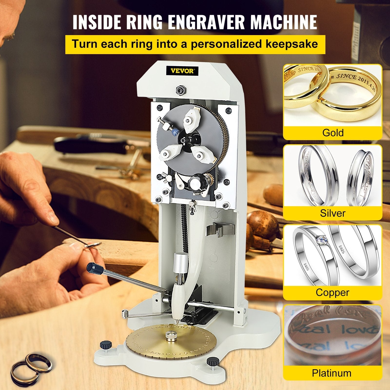 Inside Ring Engraver Standard Letter Block Dial Jewelry Making Engraving Machine 