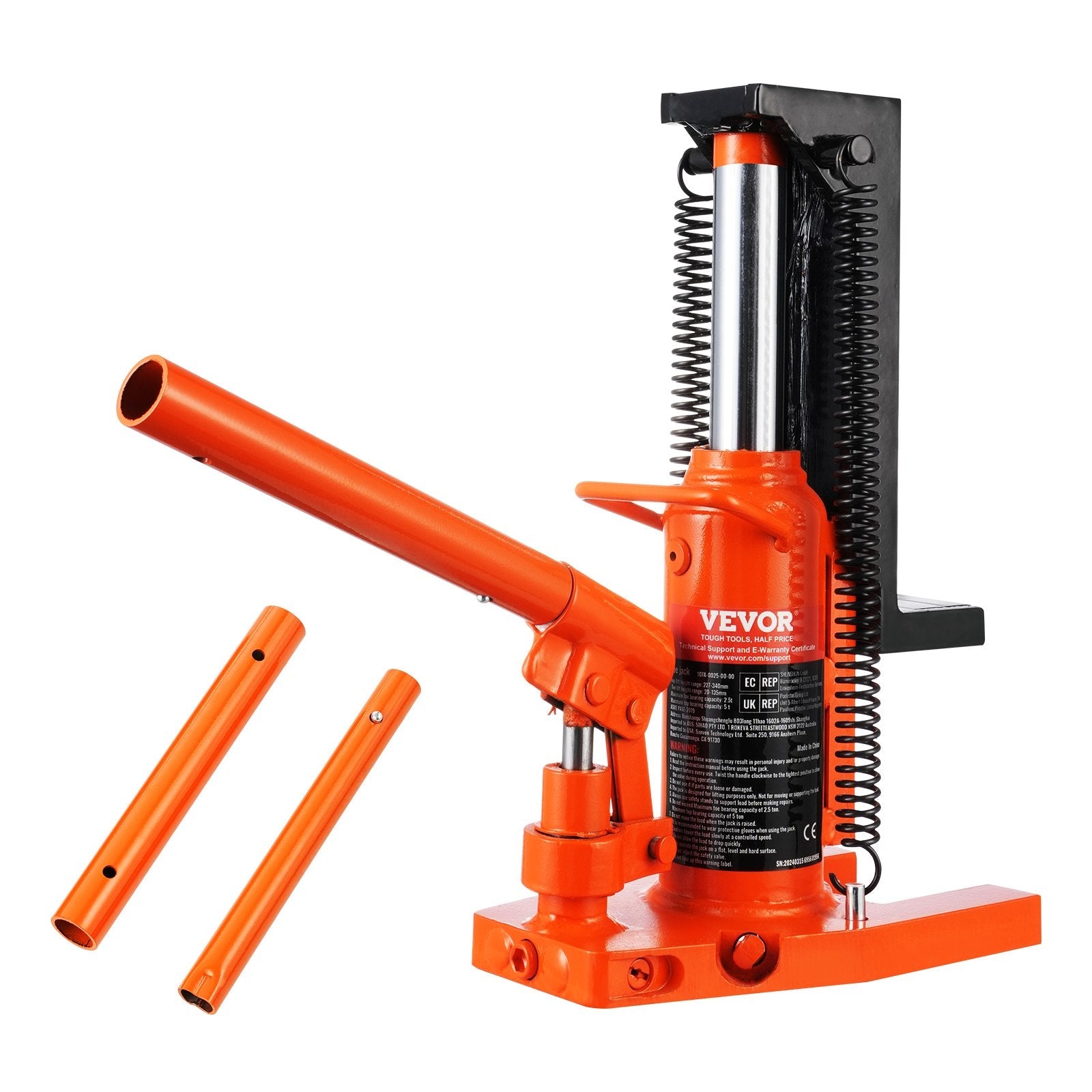 VEVOR Hydraulic Toe Jack, 2.5 Ton On Toe Toe Jack Lift, 5 Ton On Top Lift Capacity Machine Jack, 0.8-5.3 in Toe Height, 8.9-13.4 in Top Height, Air Hydraulic Claw Jack for Machinery, Industry 