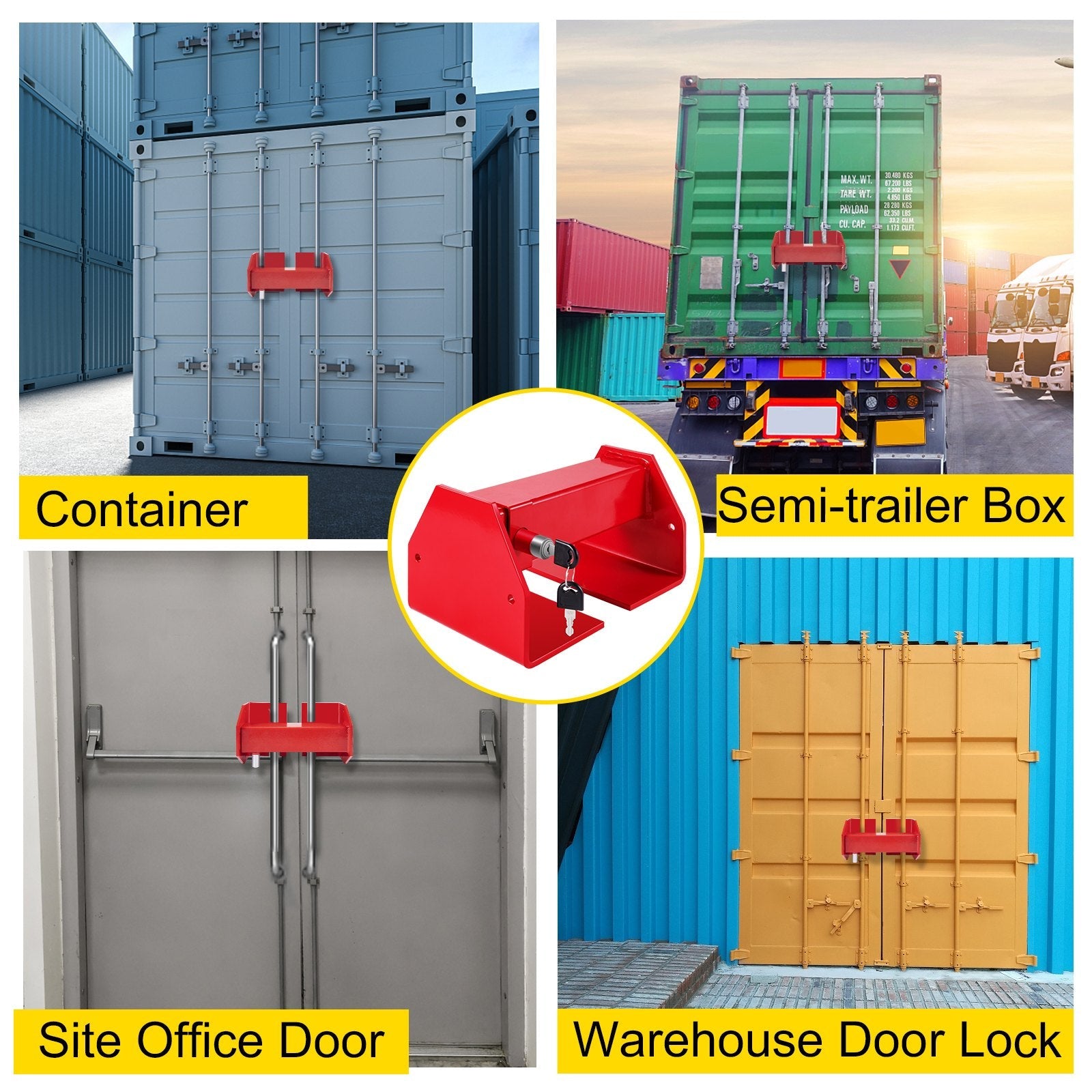 VEVOR Cargo Container Lock 9.84"-17.32" Locking Distance Semi Truck Door Locks with 2 Keys Shipping Container Accessories Red Powder-coated with Spring Lock for Fixed Container and Semi Trailer Box 