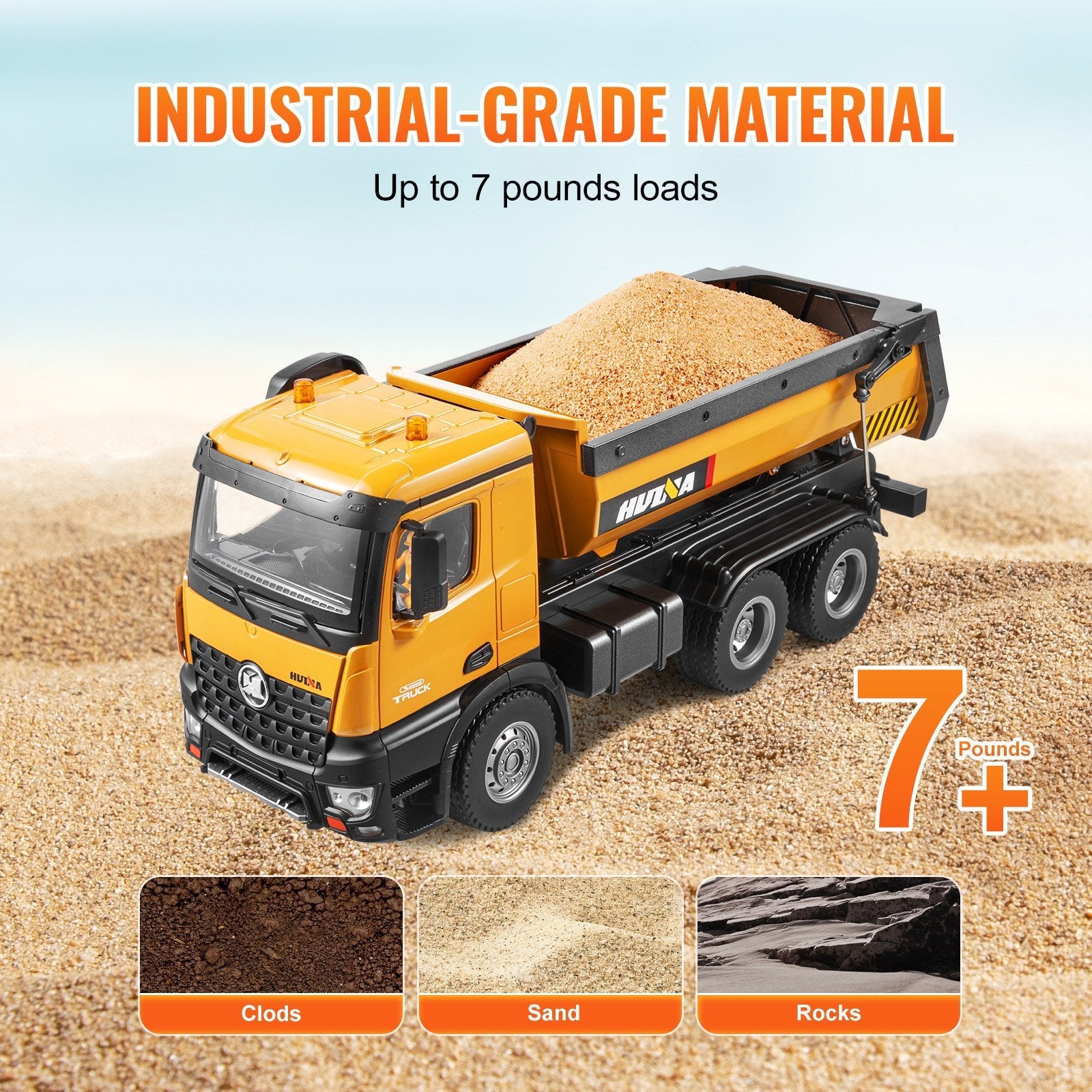 VEVOR RC Remote Control Dump Truck Toy Construction Vehicle Toy 10CH 1:14 Scale 