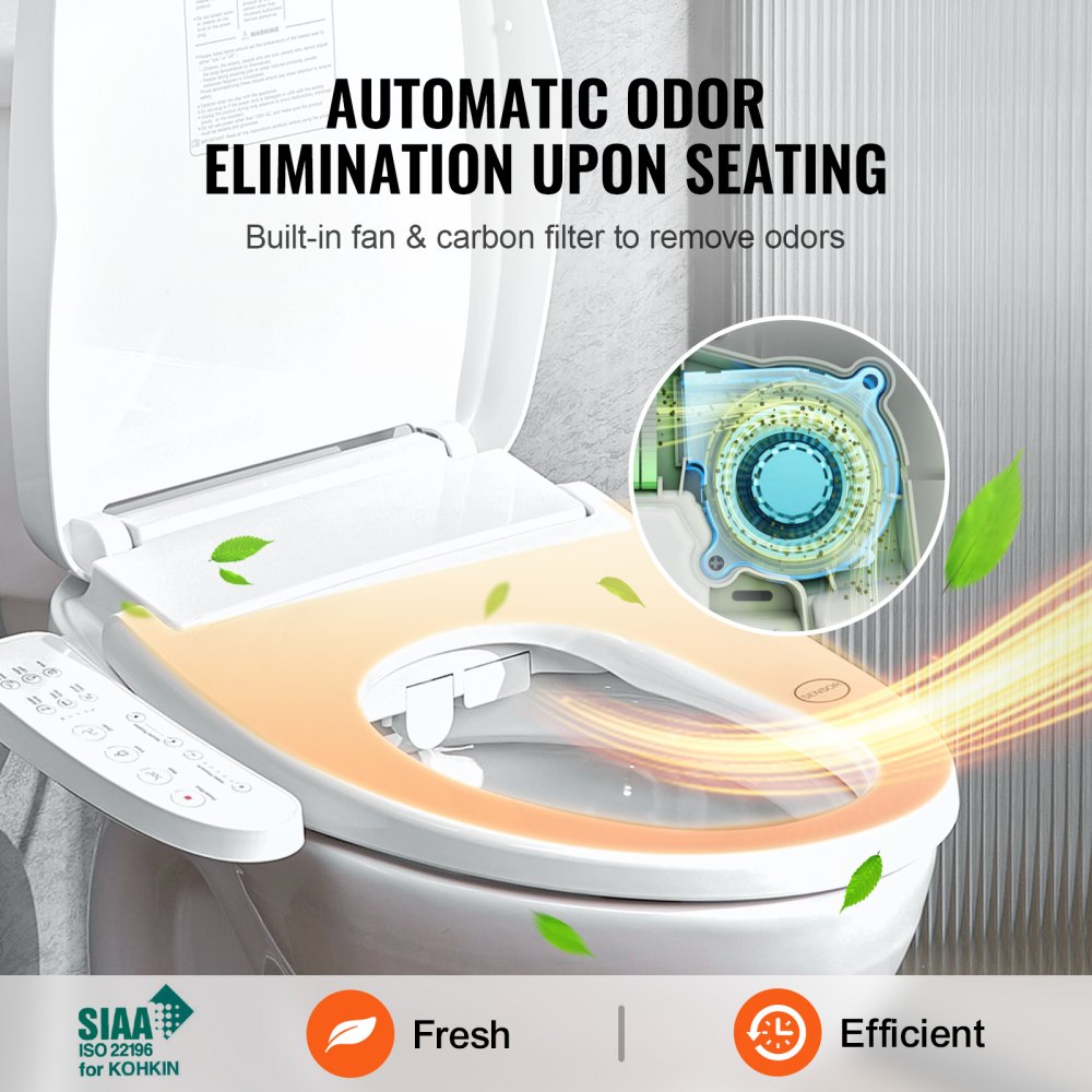 VEVOR Elongated Bidet Toilet Seat Electric Smart Heated Seat Side Arm Control 