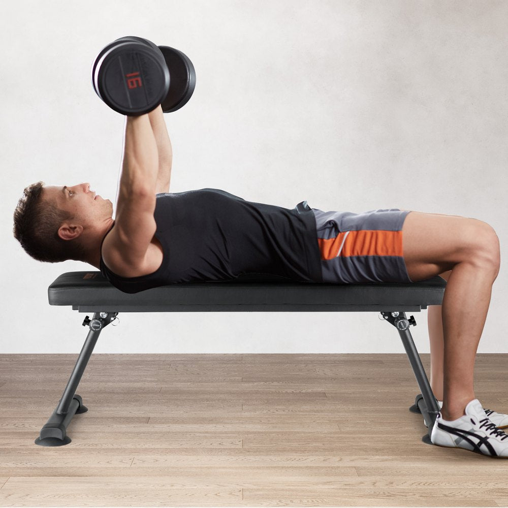VEVOR Flat Weight Bench Foldable Strength Training Bench for Full Body Workout 