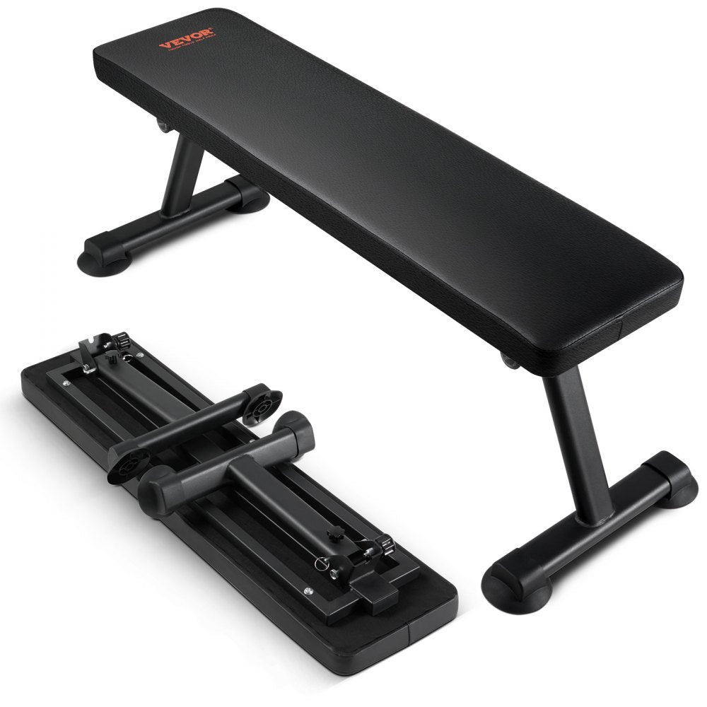 VEVOR Flat Weight Bench Foldable Strength Training Bench for Full Body Workout 