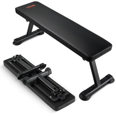 VEVOR Flat Weight Bench Foldable Strength Training Bench for Full Body Workout 