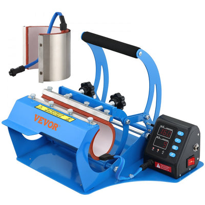 VEVOR Mug Heat Press, 11oz/11.5cm and 20oz/22cm Two Platens, LCD Cup Press Machine with Detachable Transfer Sublimation Mats, DIY Presser for Coffee Skinny Tumblers, Silica-Gel Printing, Blue 