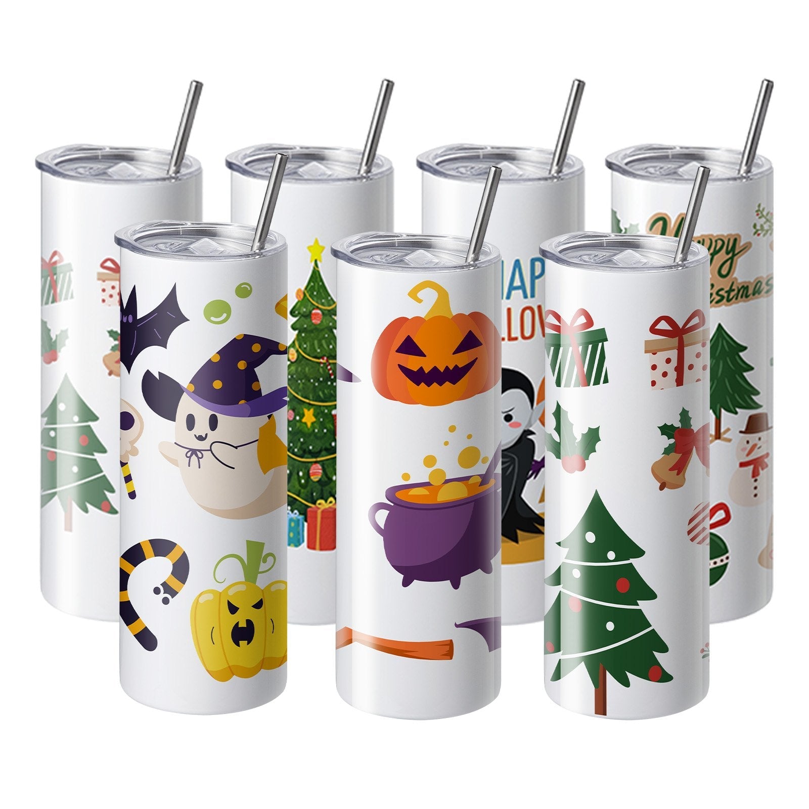 VEVOR 12 Pack Straight Sublimation Tumblers, 20 oz Blank Tumbler Bulk, Stainless Steel Double Wall Tumbler Cups with Straw, Lid, Brush, Base, Shrink Wrap, Gift Box, for Heat Press and Heat Transfer 
