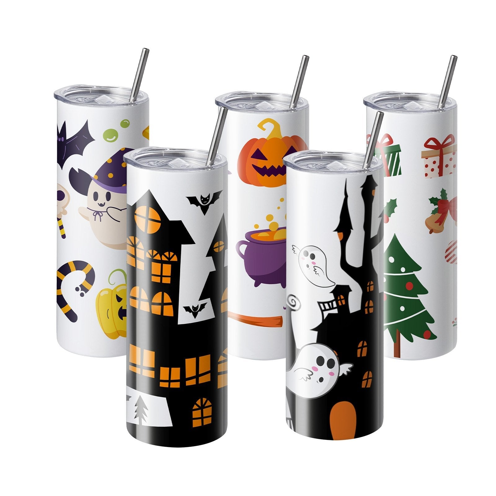 VEVOR 16 Pack Straight Sublimation Tumblers, 20 oz Blank Tumbler Bulk, Stainless Steel Double Wall Tumbler Cups with Straw, Lid, Brush, Base, Shrink Wrap, Gift Box, for Heat Press and Heat Transfer 