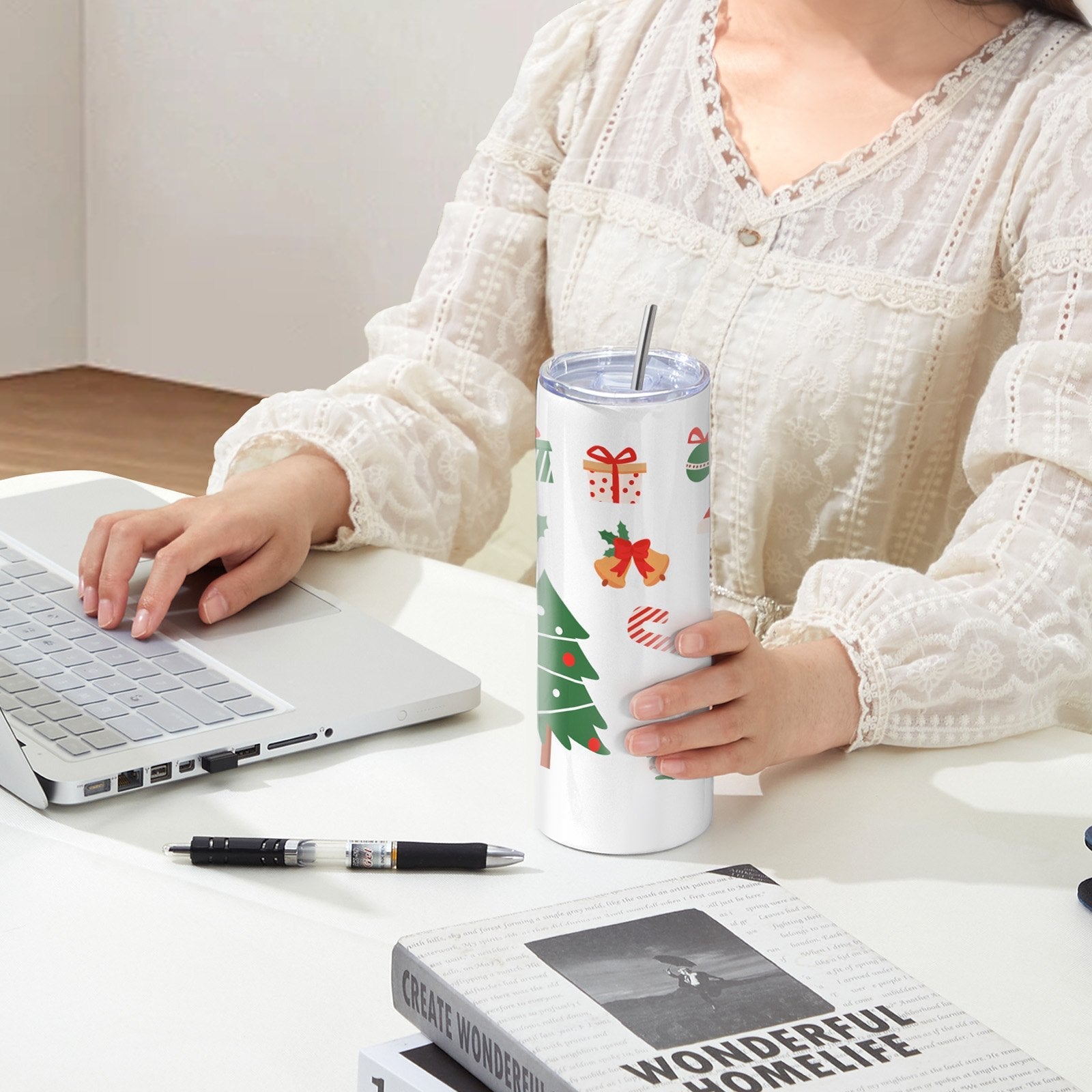 VEVOR 8 Pack Straight Sublimation Tumblers, 20 oz Blank Tumbler Bulk, Stainless Steel Double Wall Tumbler Cups with Straw, Lid, Brush, Base, Shrink Wrap, Gift Box, for Heat Press and Heat Transfer 