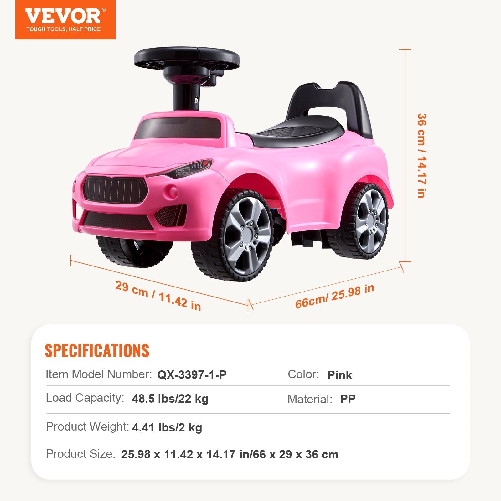 VEVOR Ride On Push Car for Toddlers, Ages 1-3, Ride Racer, Sit to Stand Toddler Ride On Toy, Classic Kids Ride On Car with Music Steering Wheel & Under Seat Storage, Ride On Toy for Boys Girls, Pink 