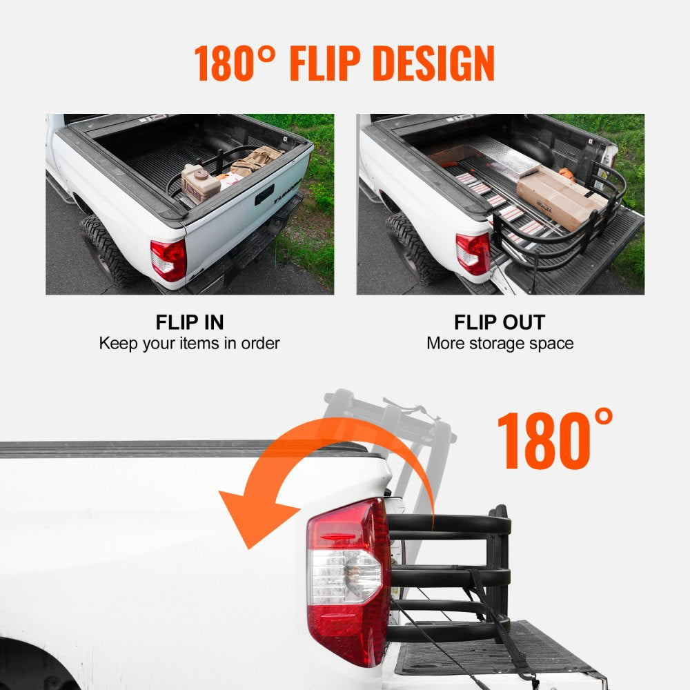 VEVOR Truck Bed Extender, Aluminum Retractable Tailgate Extender, 55.5"-68", Fits for Ford Super Duty, F150, Dodge Ram 1500/2500/3500, Toyota Tundra, Nissan Titan, Chevrolet Silverado, GMC Sierra 