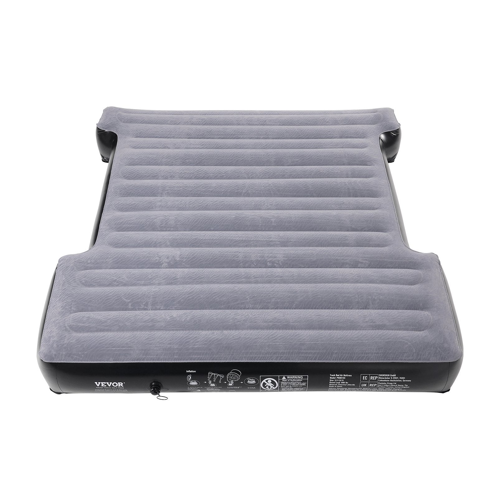 VEVOR Truck Bed Air Mattress, for 5.5-5.8 ft Full Size Short Truck Beds, Inflatable Air Mattress Camping Bed with 12V Air Pump 2 Pillows, Carry Bag, for Silverado, RAM, F Series, Sierra, Titan, Tundra 