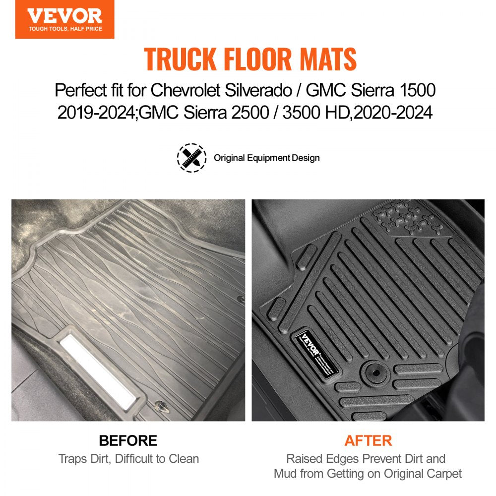 VEVOR Automotive Floor Mats Fits for Chevrolet Silverado/GMC Sierra 1500 3 pcs 